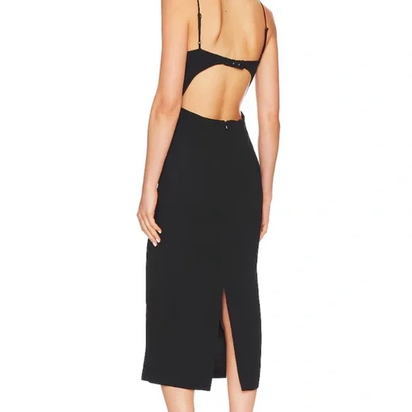 BARDOT Vienna Black Spaghetti Strap Cutout Midi Dress - Picture 3 of 9